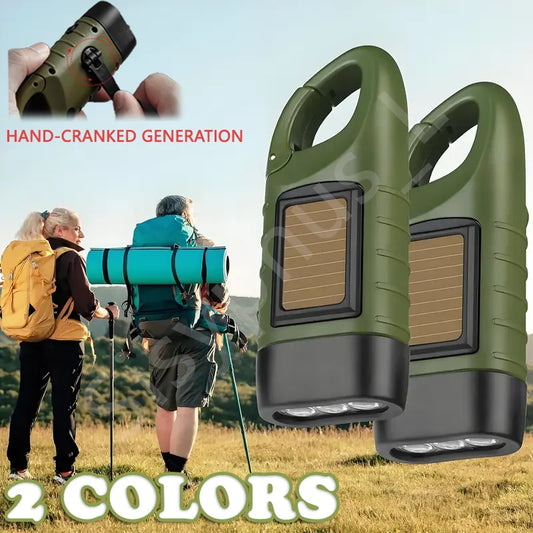 Solar Hand Crank Powered LED Flashlight Emergency Light Camping Tent Torch for Outdoor Hiking Survival Gear Portable