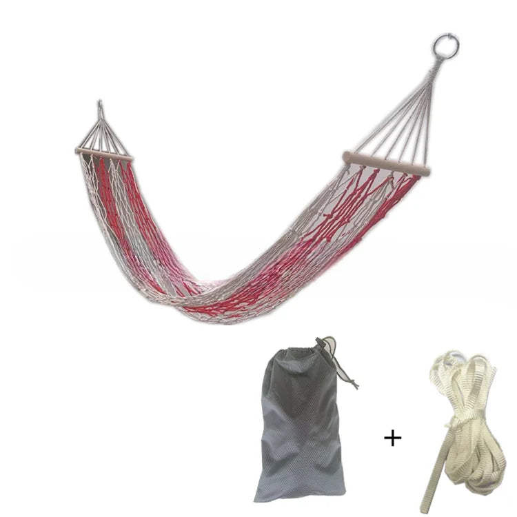 Anti-rollover Cotton Rope Hammock Outdoor Camping Swing Adult Child Net Short Stick Net Hammock Hammock Stand