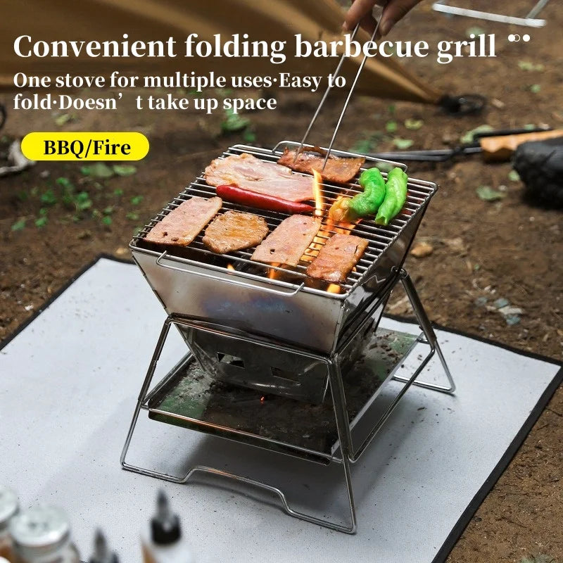 Camping Fire Table Charcoal Barbecue Grill Outdoor Picnic Bonfire Outdoor Portable Folding Barbecue Stove Fire Pit Camping Stove
