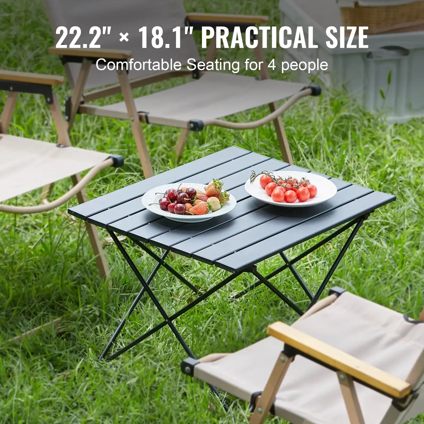 Folding camping table, modern Chicken rolls design, picnic table, hiking backpack storage, outdoor furniture, folding table