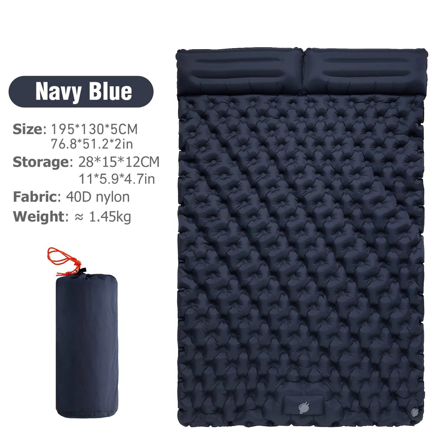 Camping double sleeping pad self-inflating cushion two person travel bed air mattress with pillow outdoor hiking