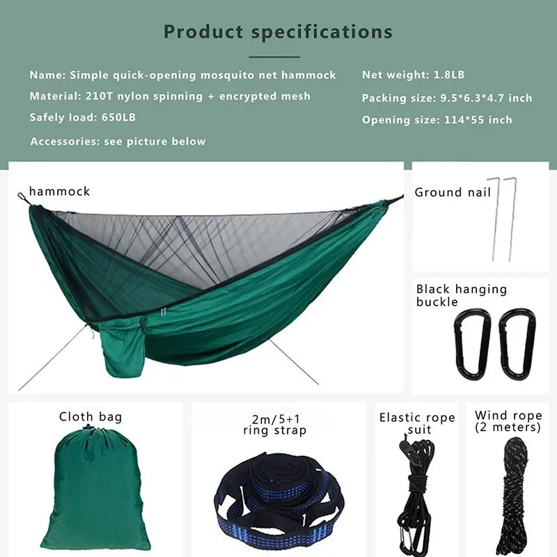 Camping Hammock with Mosquito Net and Rain Fly Tarp,Portable Parachute Tree Hammock Nylon Swing Hammocks Sun Shelter Rain Fly