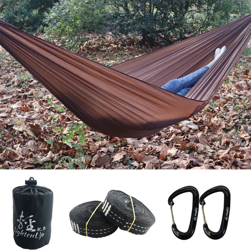 300x140cm Single Camping Hammock Lightweight Parachute Hammock with 2 Tree Strap 2 Hooks  Lightweight Portable Camping Hammock