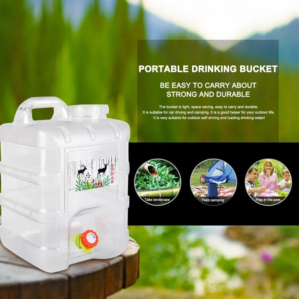 10L/15L Outdoor Water Bucket PC with Faucet Camping Car Water Container Portable Water Storage Tank Food Grade for Picnic Travel