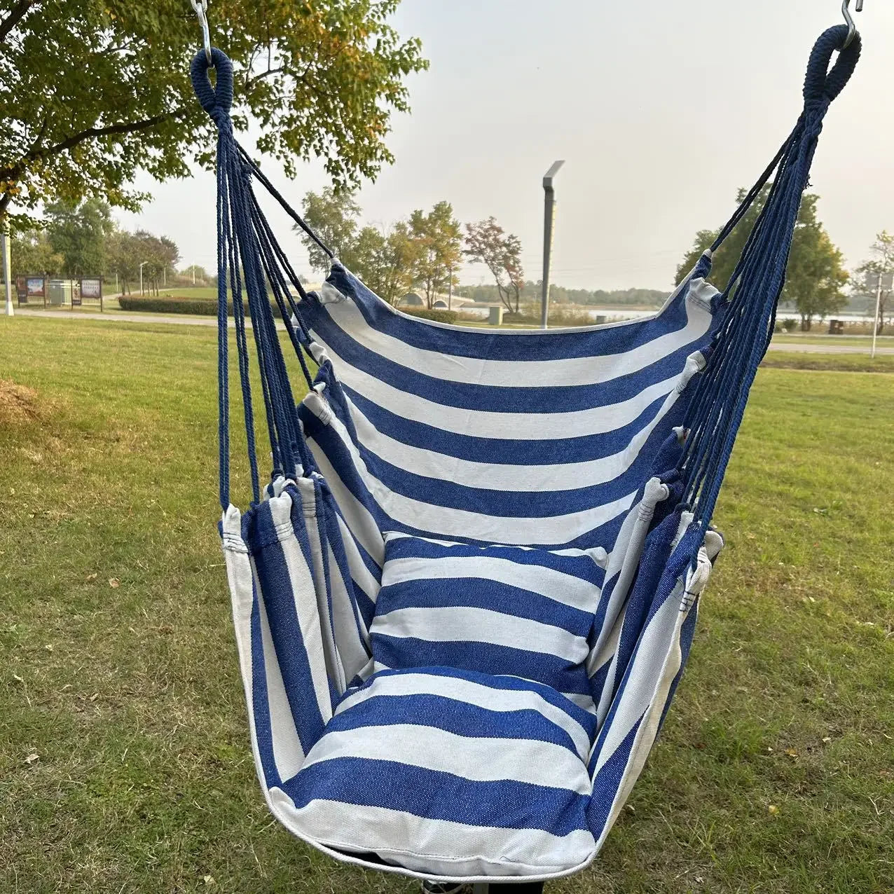 1pc Leisure Fabric Hammock Chair Outdoor Swing Chair Hammock Dormitory Hammock Chair Anti Rollover Hammock With Storage Bag