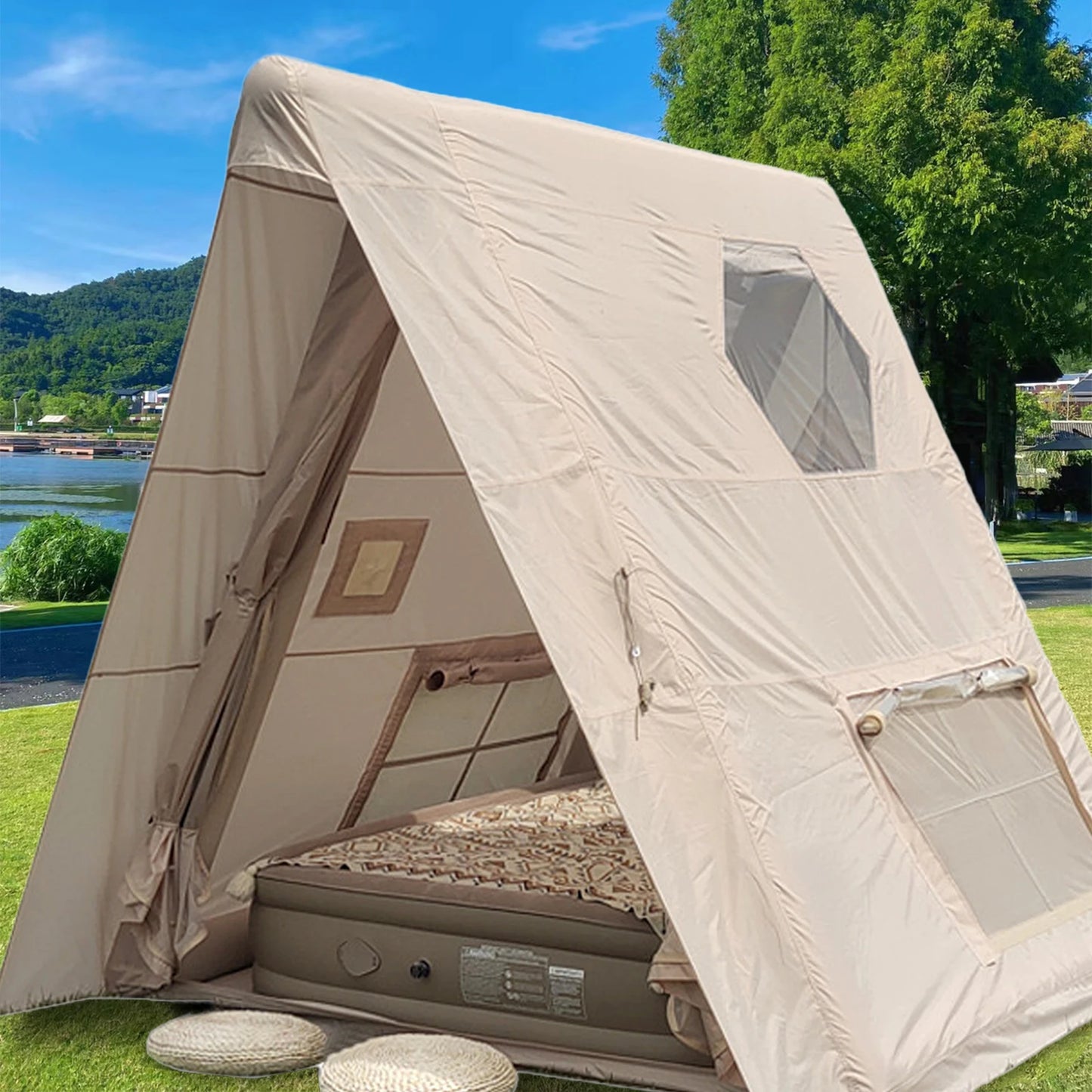 Inflatable Camping Tent - Easy Setup, All-Season Waterproof & Windproof Shelter, Portable Air Tent for Hiking, Fishing