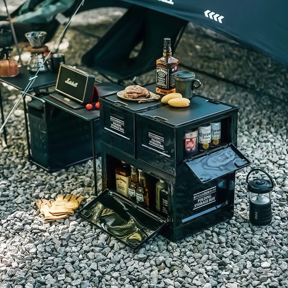 【Breeins】Outdoor Camping Folding Storage Box Thickened Folding Table Camping Storage Table Tableware Storage Camping Equipment