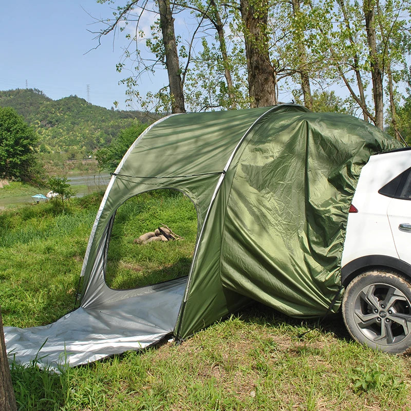 Car Rear Tent with Floor, SUV Back Tent Stand, Freely Hatchback Tent, Generous Vertical Height, Reliable in All Elements