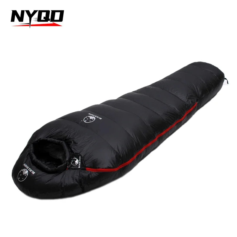 Black Snow Outdoor Camping Sleeping Bag Very Warm Down Filled Adult Mummy Style Sleep Bag 4 Seasons Camping Travel Sleeping  Bag