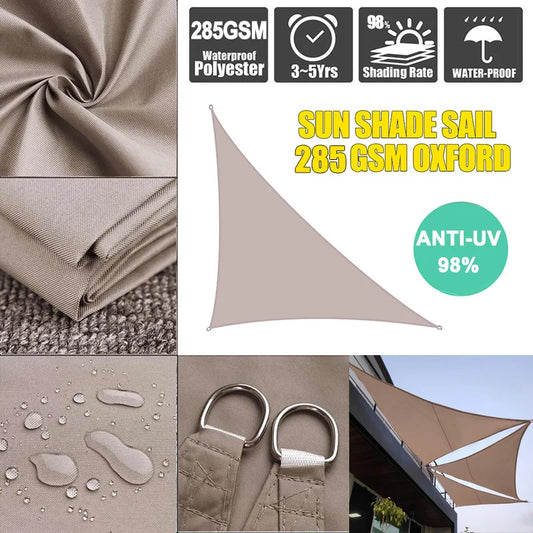 3x4x5M 5x5x7.1M Garden Sun Shade Sail Waterproof Anti-UV Triangle Shade Canvas Outdoor Camping Awning Courtyard Pool Shade