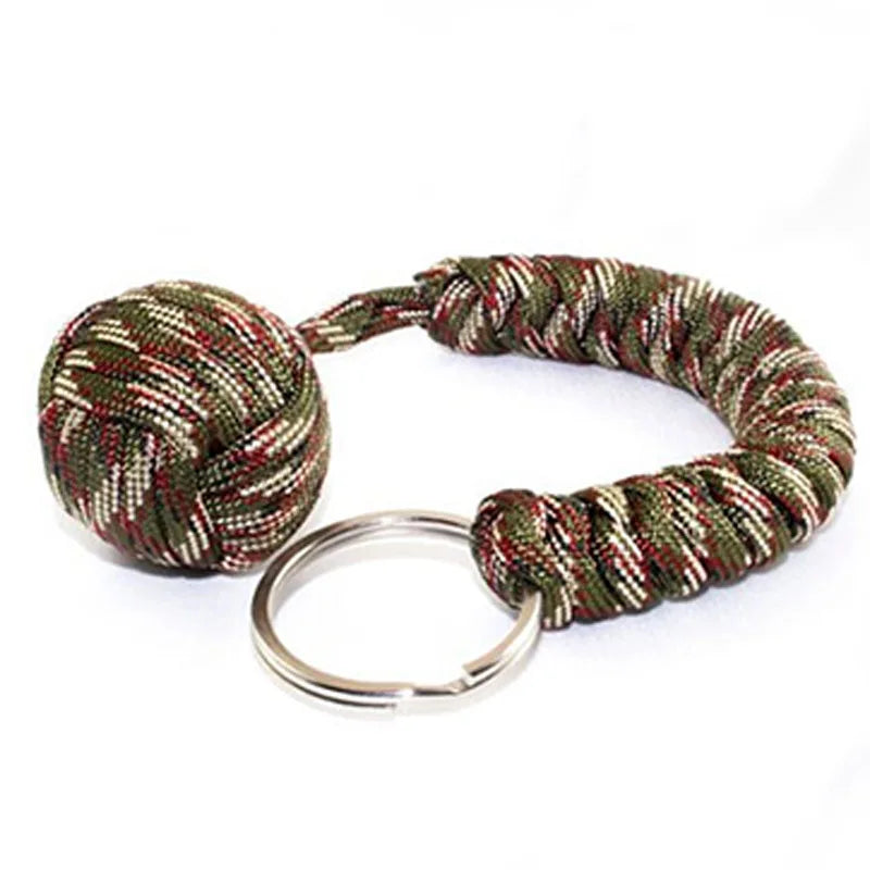 Use this braided outdoor paracord key ball Outdoor protection tool Outdoor paracord survival keychain 1PC