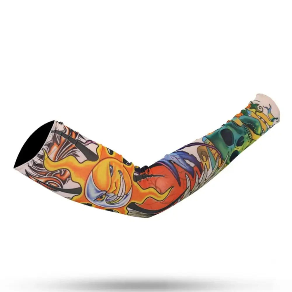 Men Women Summer UV Protection Cooling Arm Sleeves Flower Tattoo Arm Sleeves Seamless UV Protection Arm Sleeves Outdoor Sports