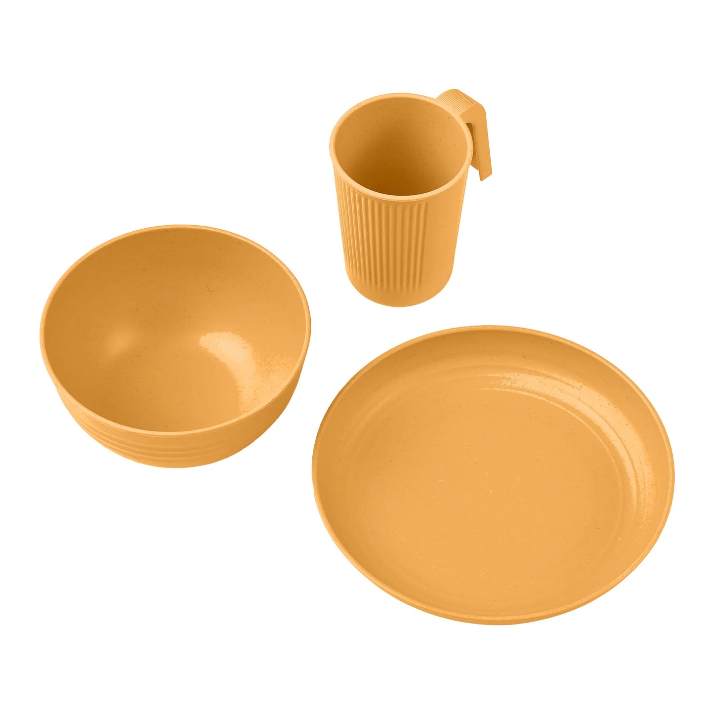 Camping Utensils Set for 1 Portable Wheat Straw Mess Kit with Bowl Plate Cup Fork Knife Spoon Outdoor Tableware & Picnicware