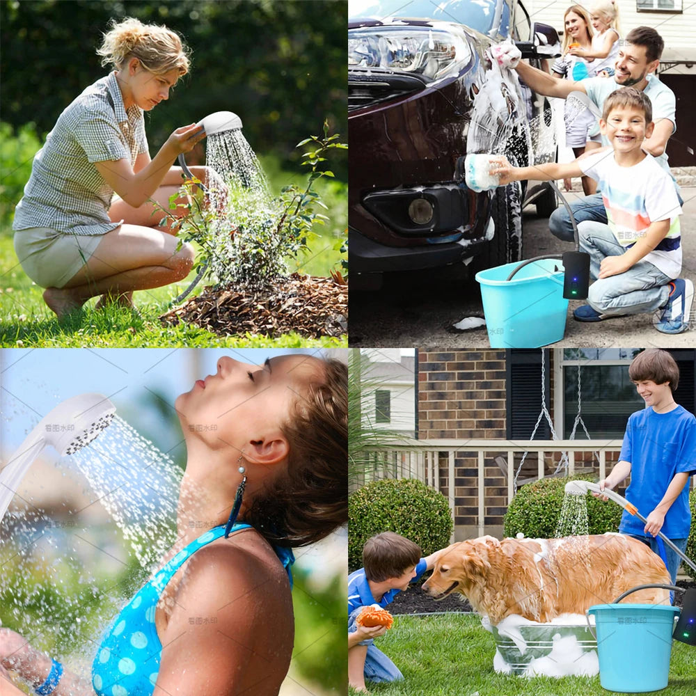 Portable Electric Camping Shower Rechargeable Waterproof Shower Pump For Outdoor Hiking Swimming Climbing Pet Car Clean