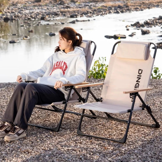 Angle Adjustable Camping Chair with Detachable Pillows,long Camping Chair Fishing Chair Folding for Camping Fishing Hiking
