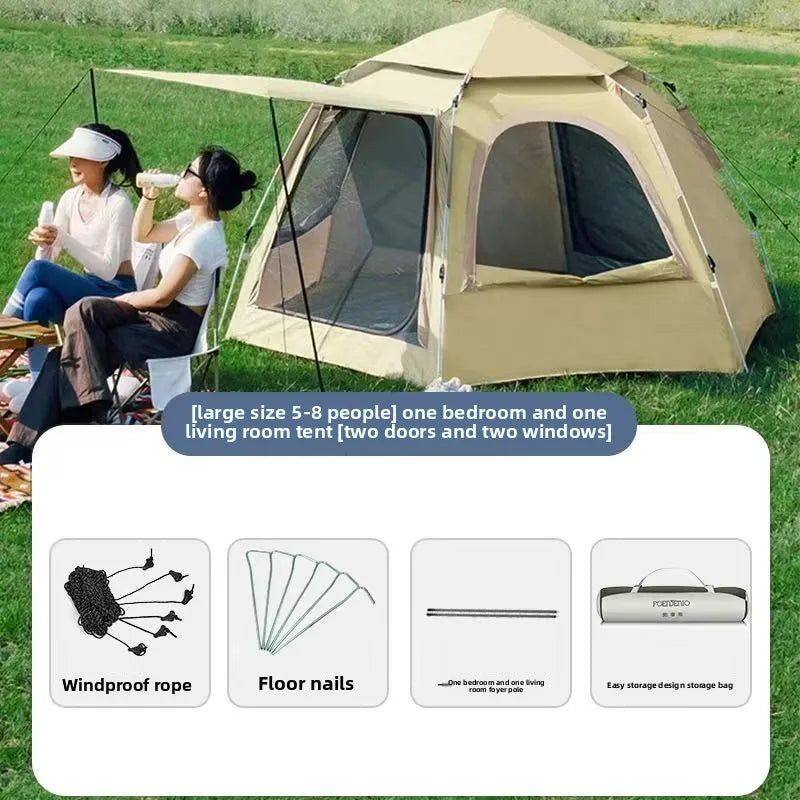 Camping pop up tents waterproof Portable Windproof tents for camping 4 person family tent with Skylight,Upgraded Large Size