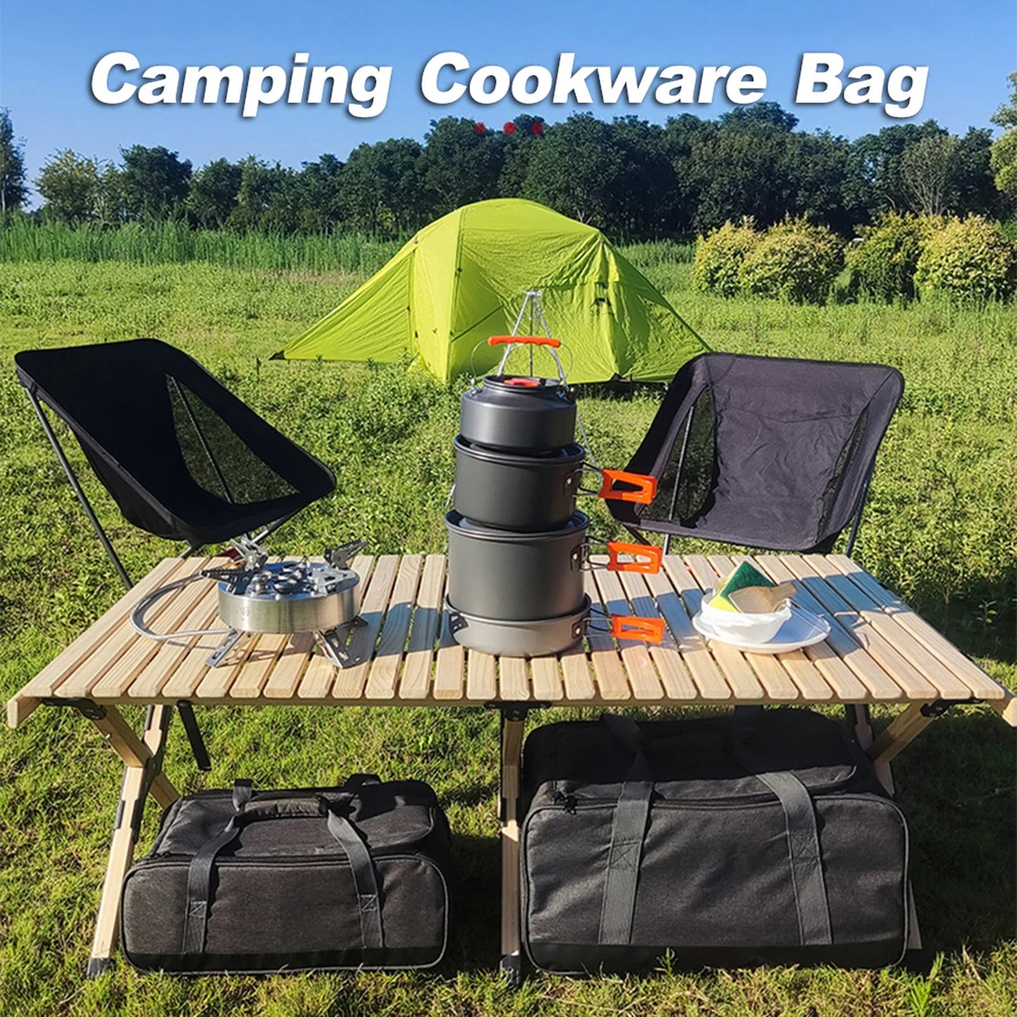 Camping Cookware Bag Cooking Tote Bag Camping Cookware Bag Cooking Utensils Bag Outdoor Stove Storage Container Cooking Tote Bag
