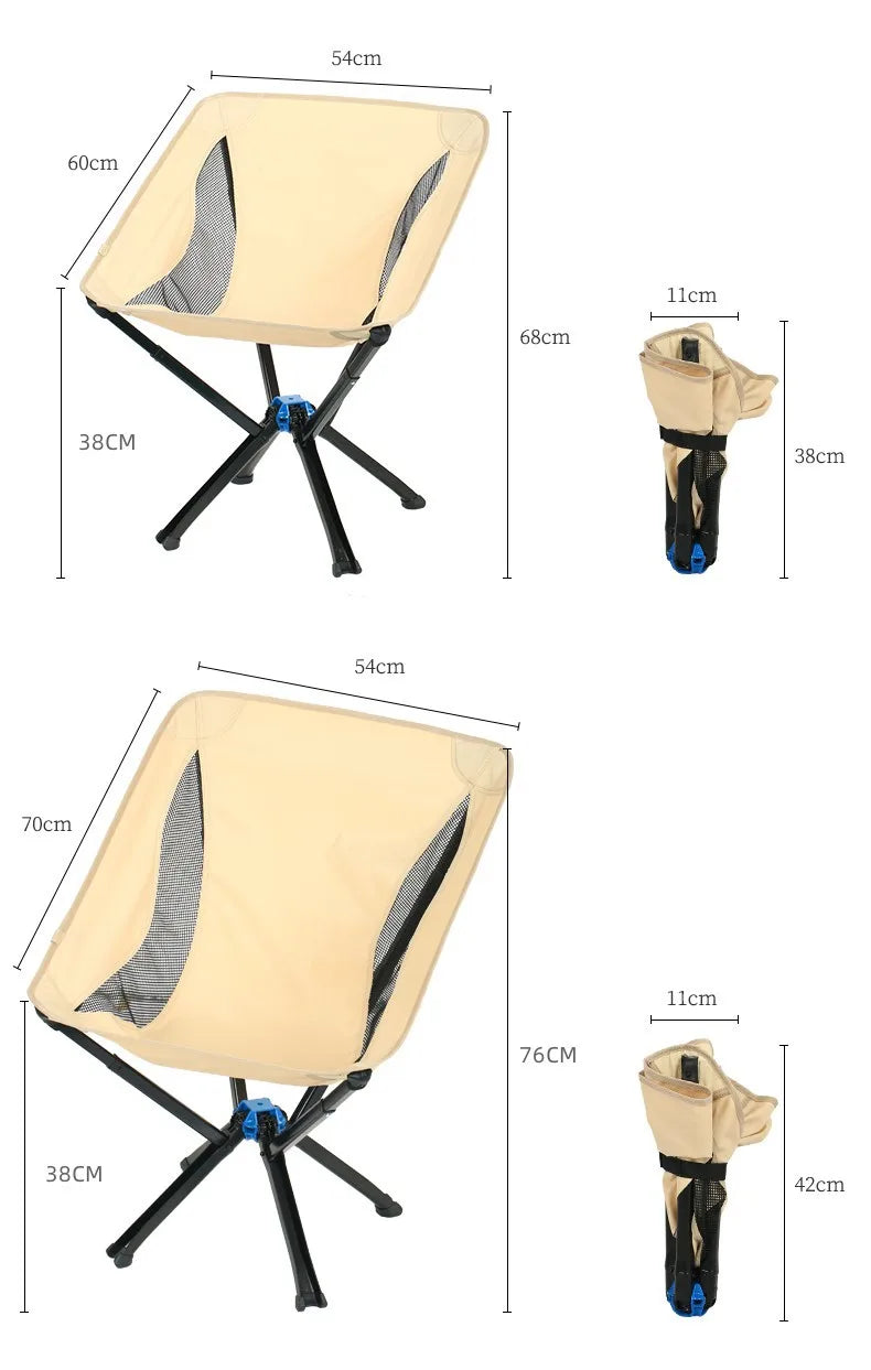 Small Portable Folding Camping Chair Outdoor Backpacking Picnic Travel One Button Quick Open
