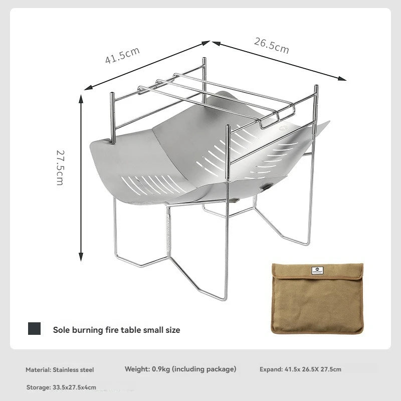 CAMPINGMOON Portable Outdoor Bonfire Folding Stainless Steel BBQ Stove Compact Camping Firewood Burning Platform