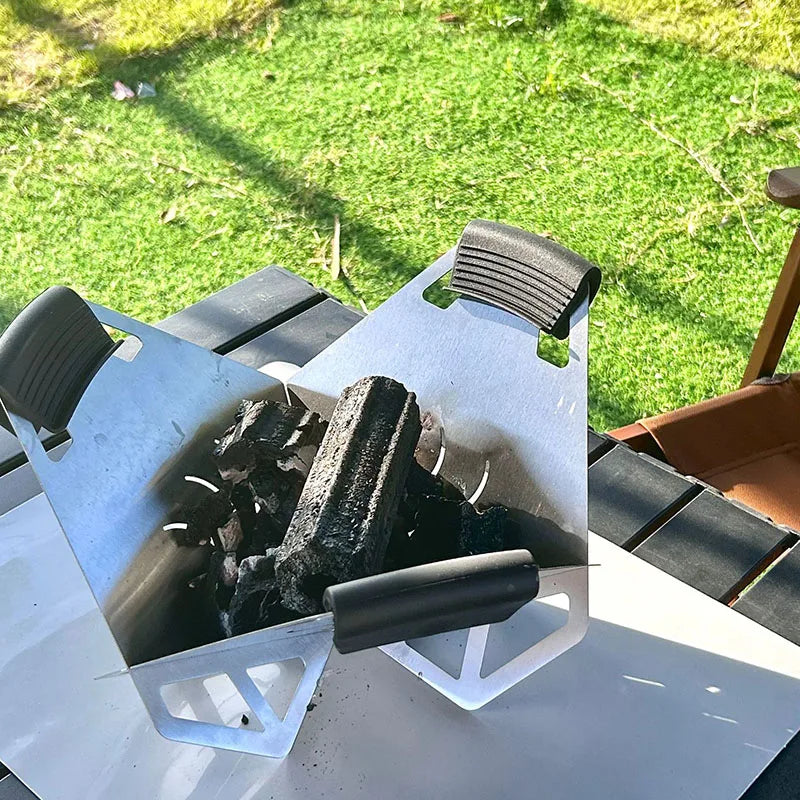 Triangular Grill Rack Outdoor Card-type Barbecue Rack Lightweight Windproof And Dismountable Camping Triangular Fire Pit