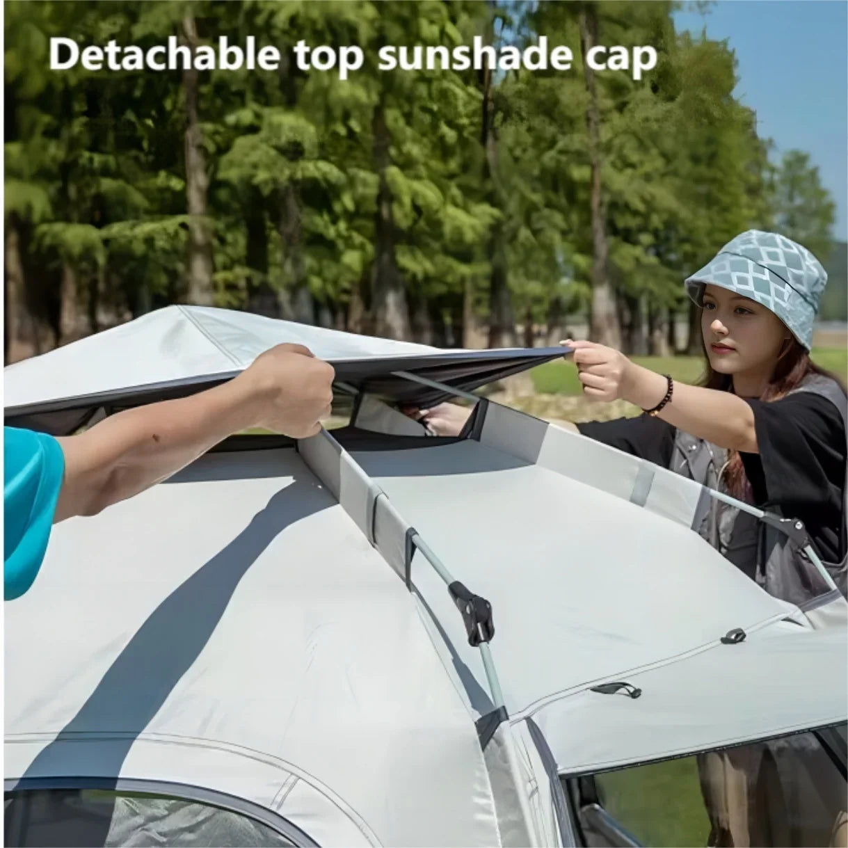 Camping pop up tents waterproof Portable Windproof tents for camping 4 person family tent with Skylight,Upgraded Large Size