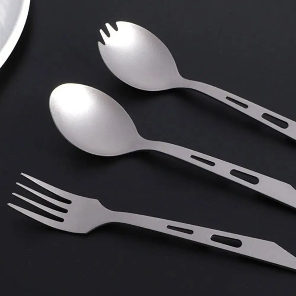 New Portable Titanium Spoon Long Handle Environmental Outdoor Camping Fork Outdoor Picnic Accessories Outdoor Tool