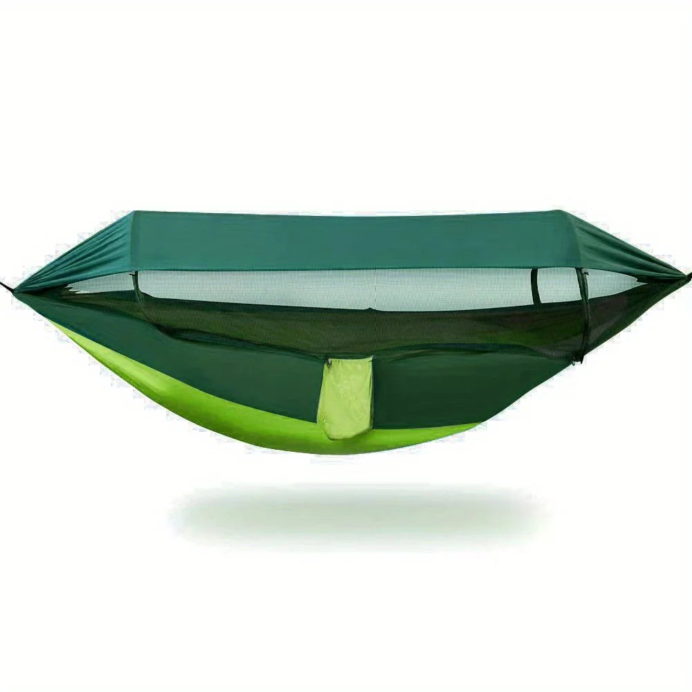 New Arrival Outdoor Double Hammock with Anti-flip Design, Automatic Speed Open Swing, Mosquito Net, Sunshade Canopy