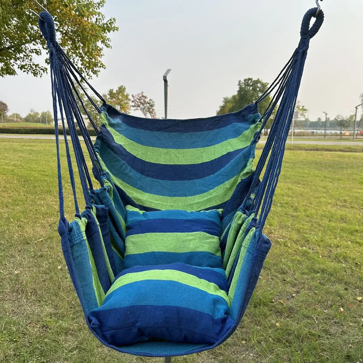 1pc Leisure Fabric Hammock Chair Outdoor Swing Chair Hammock Dormitory Hammock Chair Anti Rollover Hammock With Storage Bag