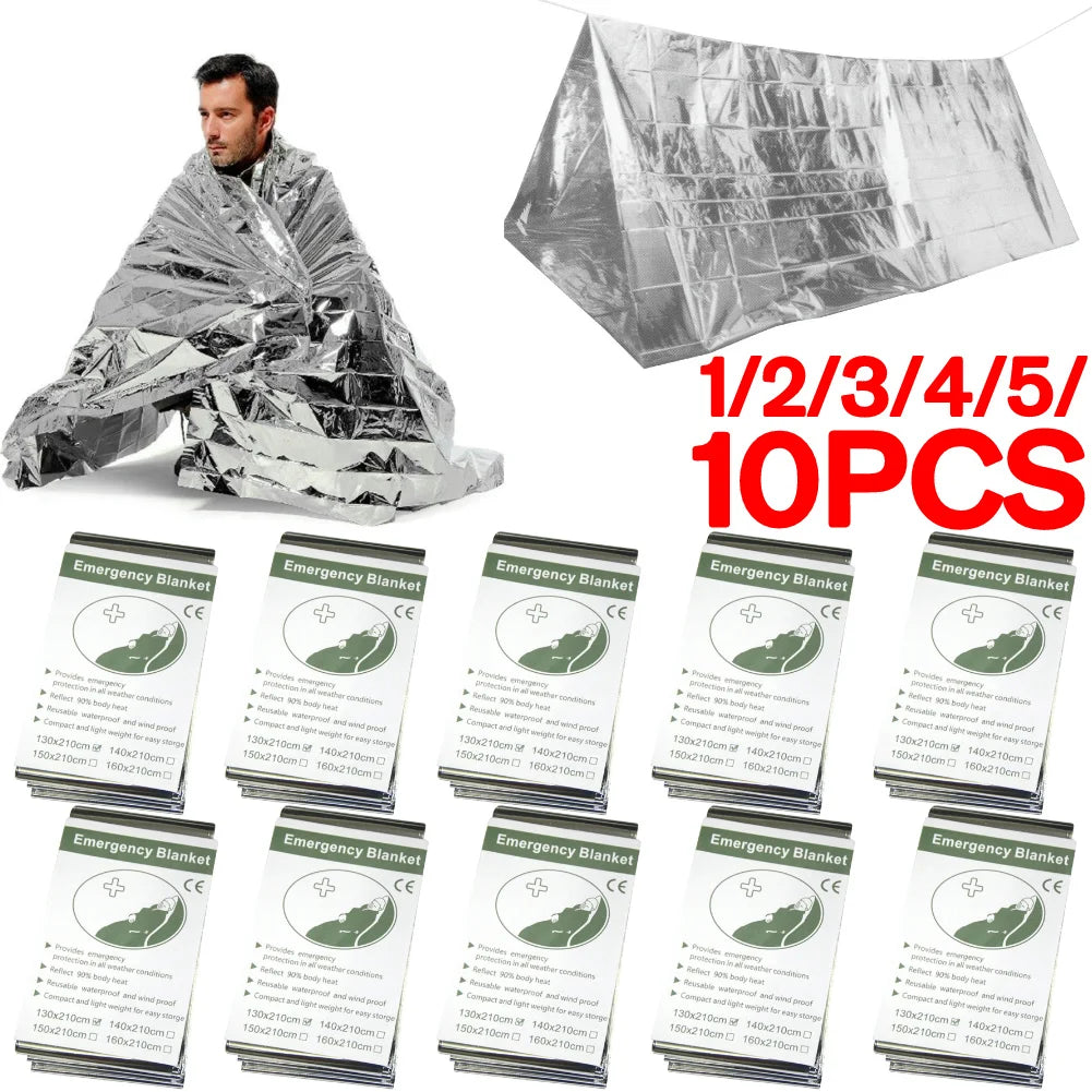 Silver Emergency Survival Thermal Blanket Outdoor Sleeping Bag Waterproof Windproof Reusable Cover for Exploration
