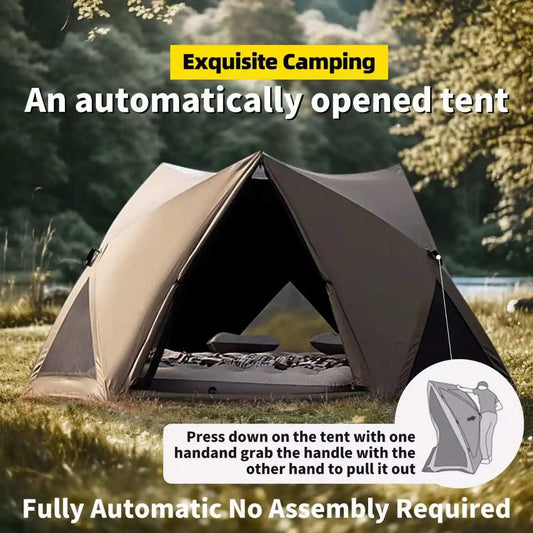 2024Seaside beach park quick-open tent outdoor portable folding camping tent equipped with full sunshade and rainproof