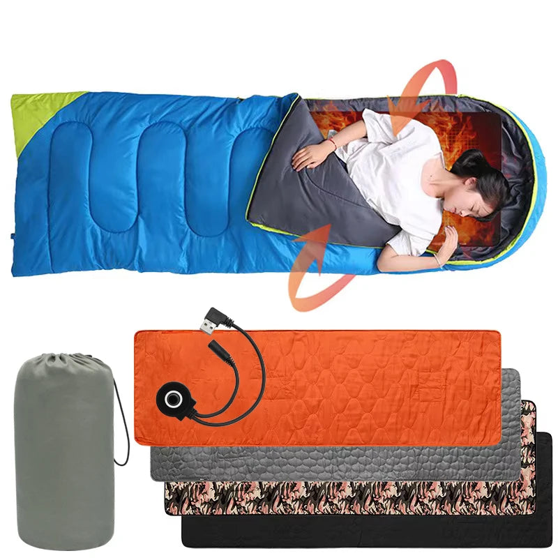 Outdoor USB Heating Sleeping Mat Outdoor Electric Heating Pads Camping Heated Sleeping Mattress Sleeping Bag Mattress