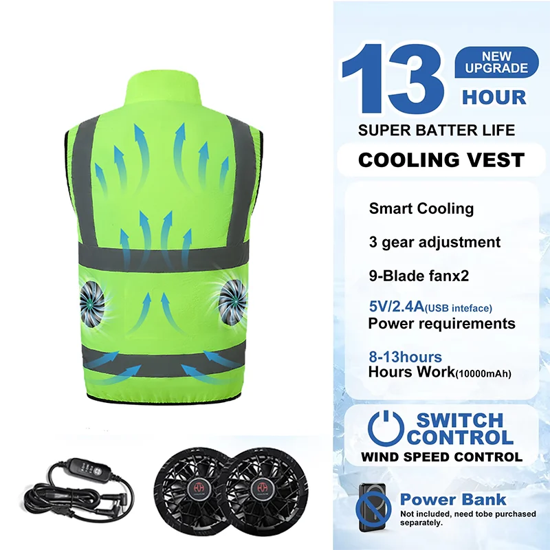 Air Conditioning Vest, Summer Outdoor Work Fan Vest, Cooling Clothing, Artificial Fan Coveralls, USB Fan Jacket