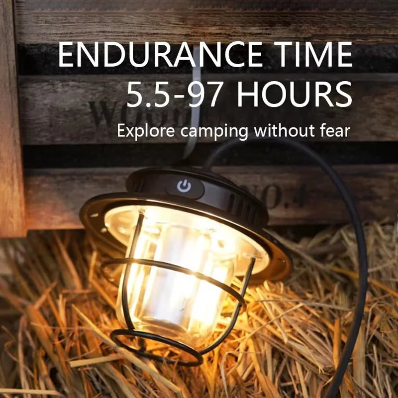 Small Portable Camping Lamp Hanging Lamp Outdoor Night Camping Rechargeable Night Market Stall Tent Lighting Atmosphere Light