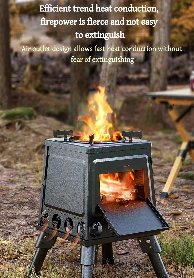 Portable Foldable Wood Burning Stove Outdoor Camping Stove Lightweight Bonfire Burner Heater Mini Fire Wood Stove Fire Pit