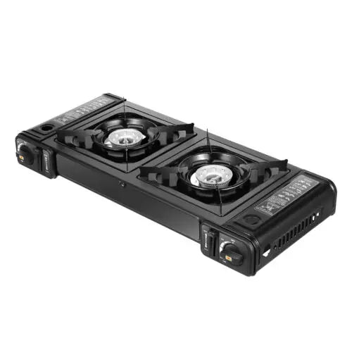 Black Portable Camping Stove 2 Burners Camping Stove Camping Stove W/Grill Tray