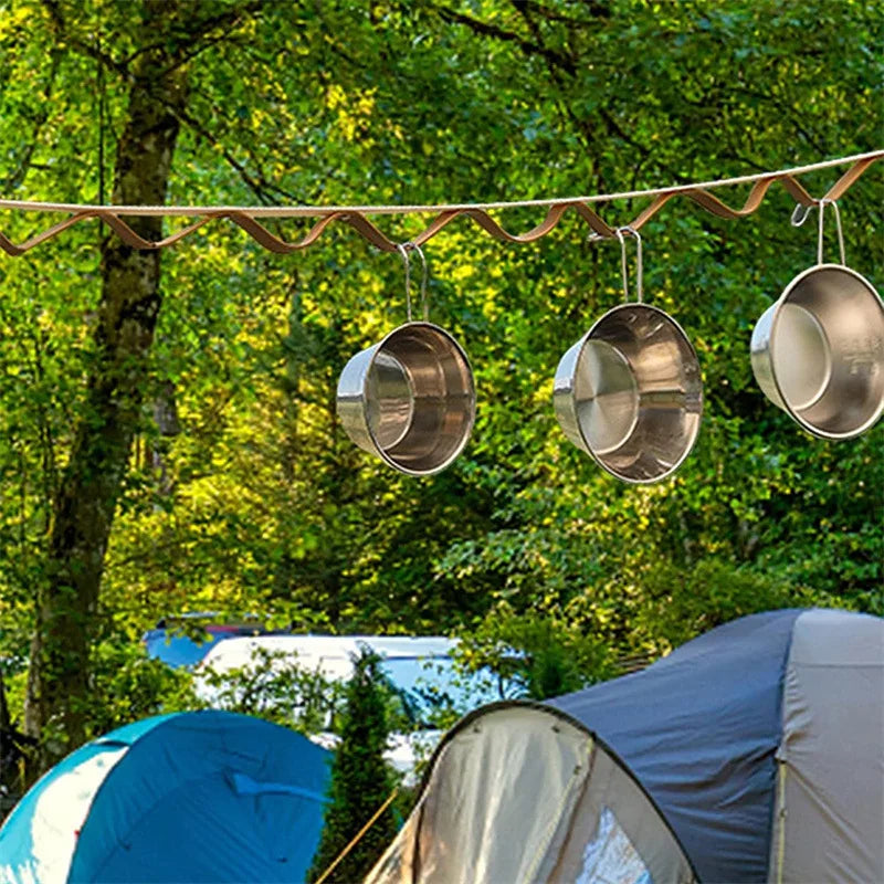 Outdoor camping clothesline travel leather PU canopy camping camping equipment webbing camouflage tent lanyard