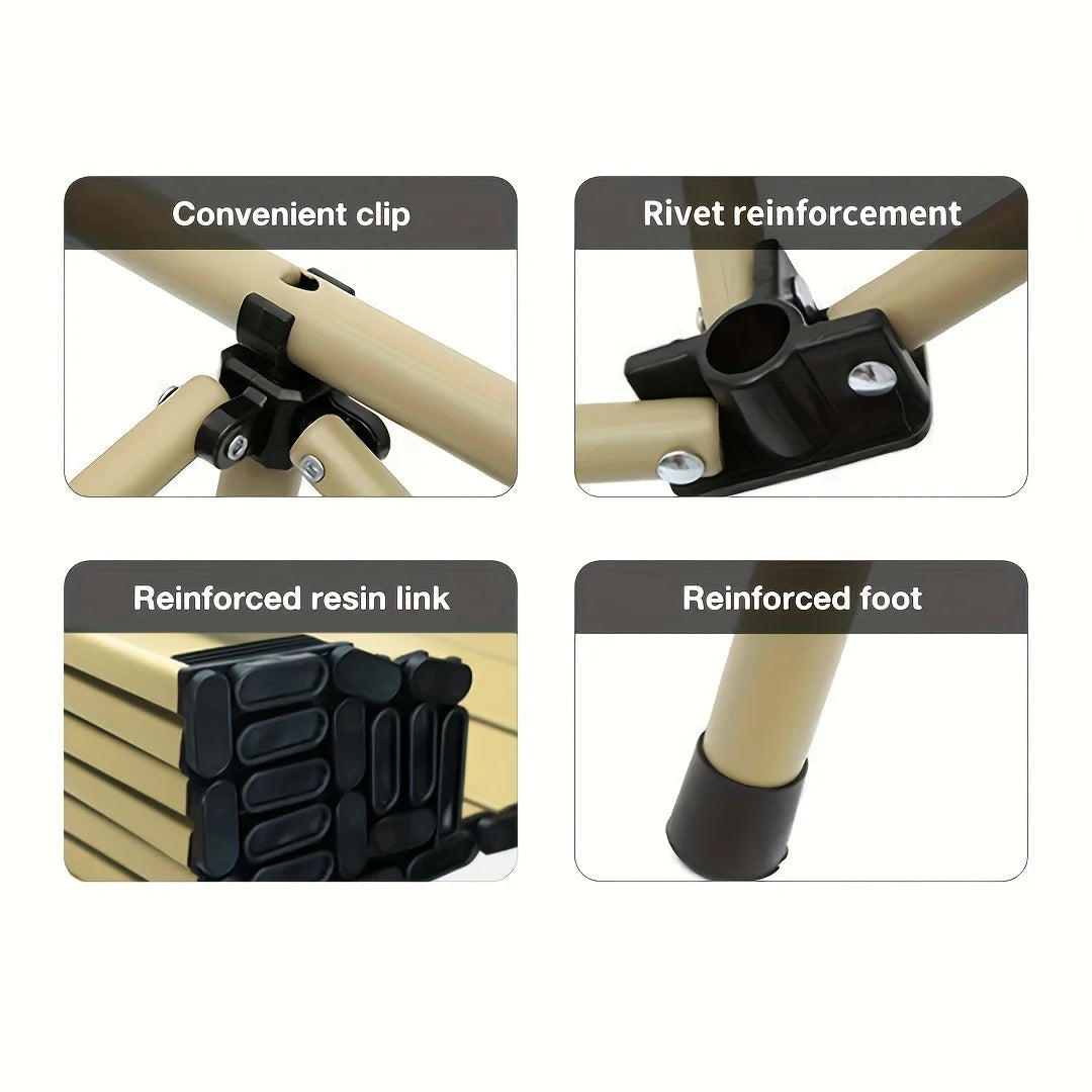 Foldable Outdoor Table, Camping Folding Table, Roll-shaped, Made of Golden Material, Portable Folding Table，Mesas