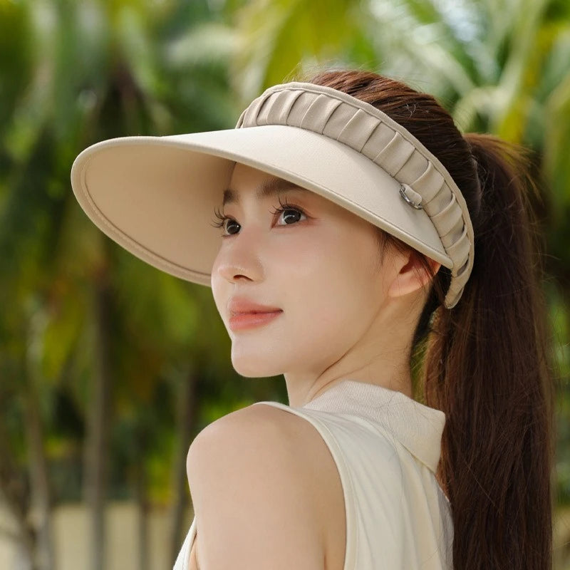 UV Protection Women's Wide Brim Sun Visor Cap 2025 New, Full Face Coverage Summer Open Top Hat for Outdoor