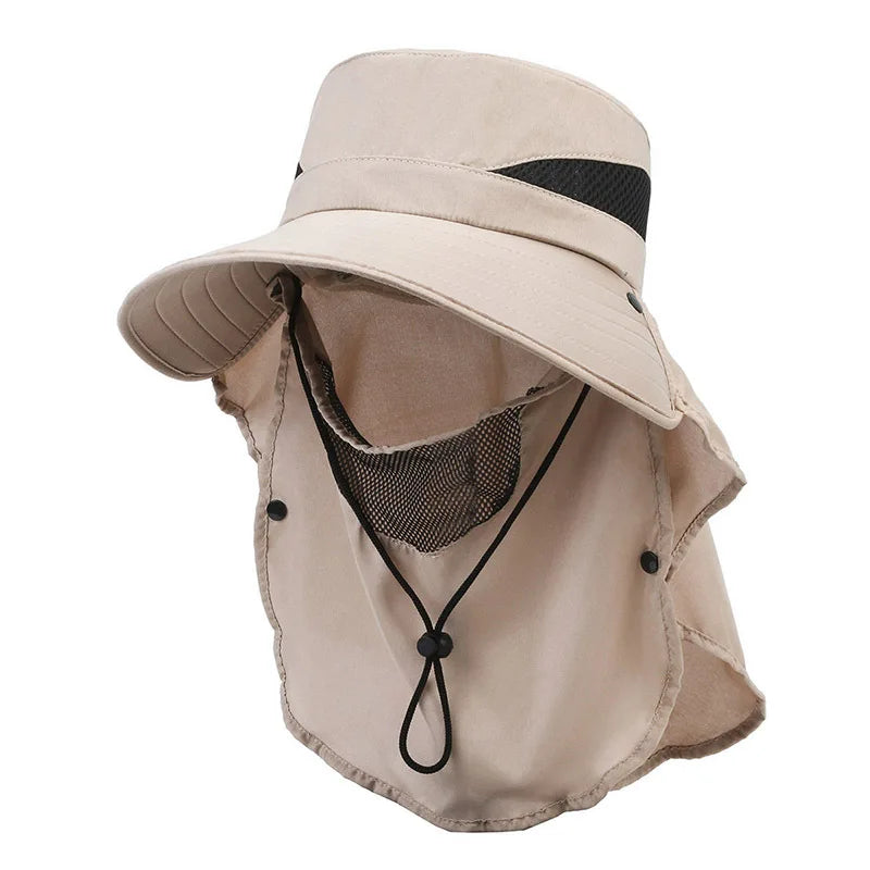 New Hat Men's Outdoor Mountaineering Sunshade Fisherman Hat Summer Big Brim Breathable Sunscreen Fishing Hat