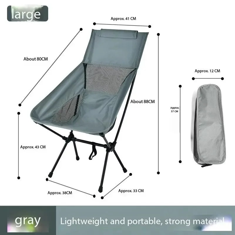 Outdoor Camping Chair Folding Moon Beach Chair Portable Leisure Travel BBQ Fishing Chairs Detachable Picnic Outdoor Furniture