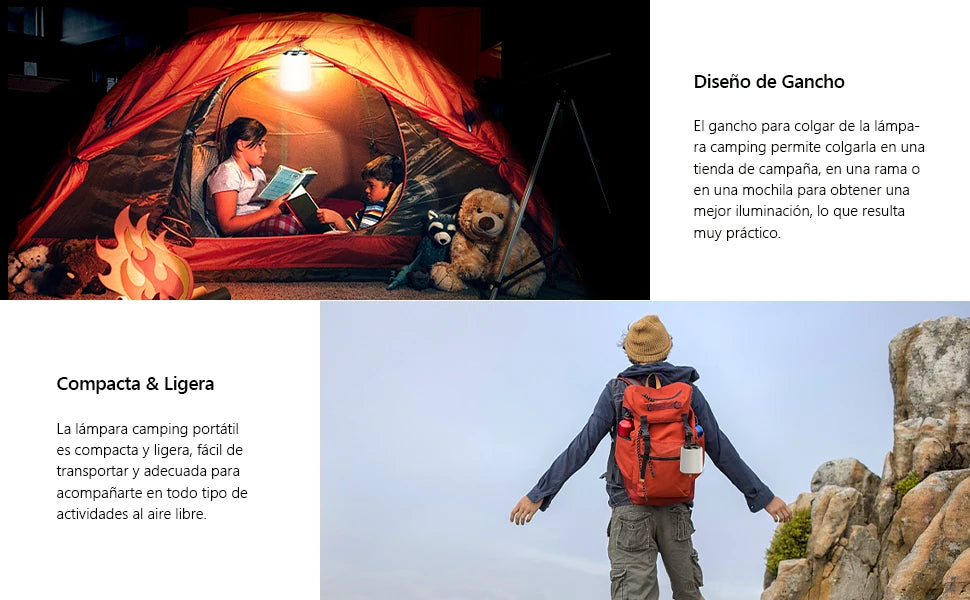 Camping Light Flashlight Rechargeable Camping Light -3000K Warm White Light Emergency Waterproof Lights for Camping Outdoor