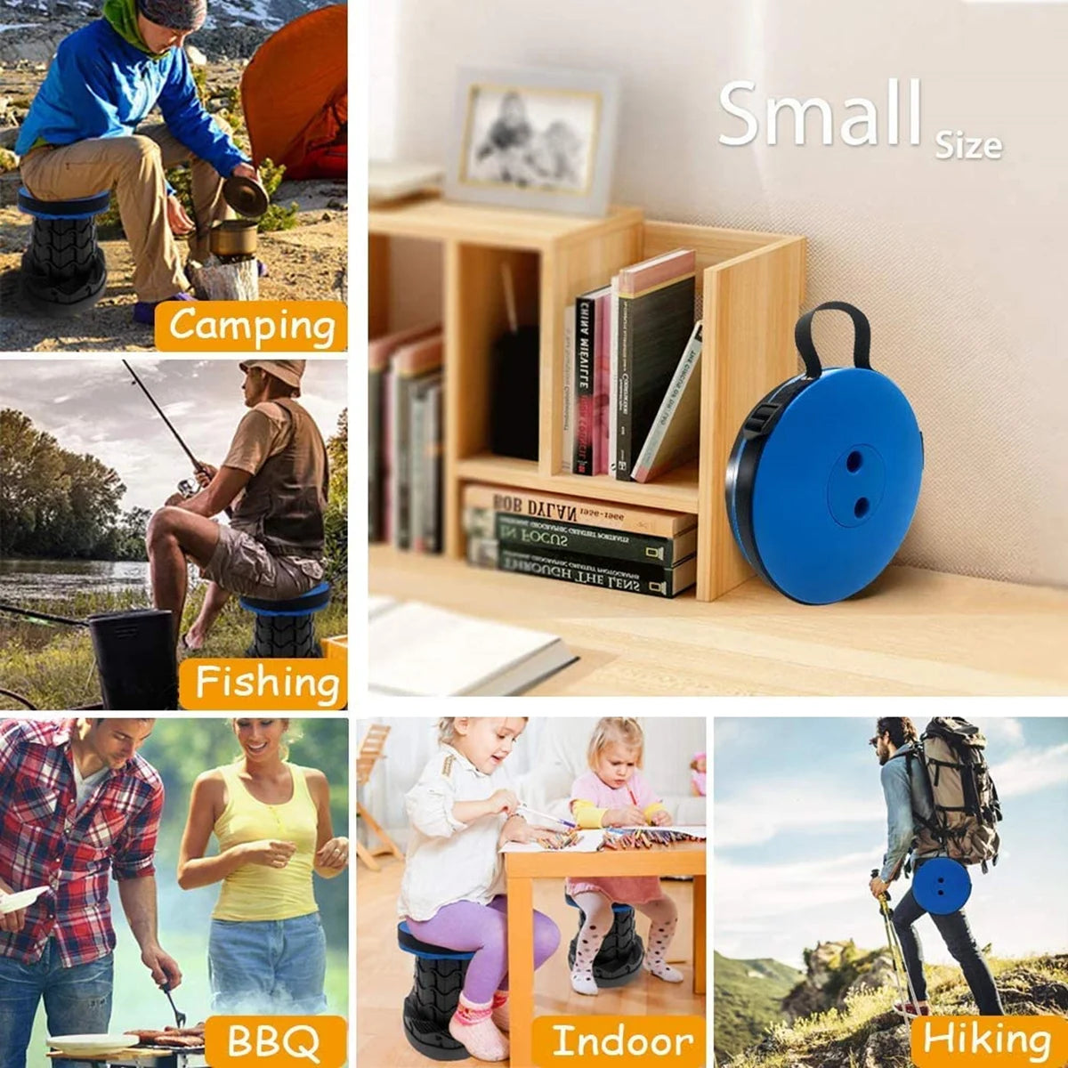 Portable Telescoping Folding Camping Stool, Outdoor Foldable Beach Chair, Folding Camping Chair for Travel Hiking Fishing Garden