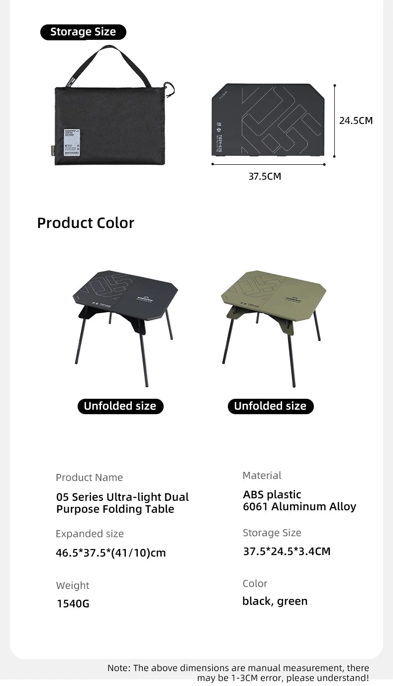 ShineTrip 05 Series Ultralight Dual Purpose Table Outdoor Camping Portable Table Folding Abs Desktop and Aluminum Stand