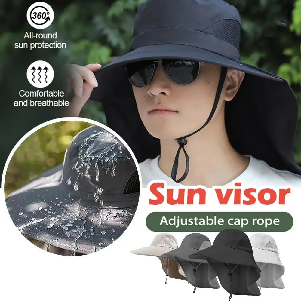 UV Protection Hat with Wide Brim Neck Flap for Men Women Adjustable Summer Outdoor Sport Safari Cap Hiking Fishing Hat