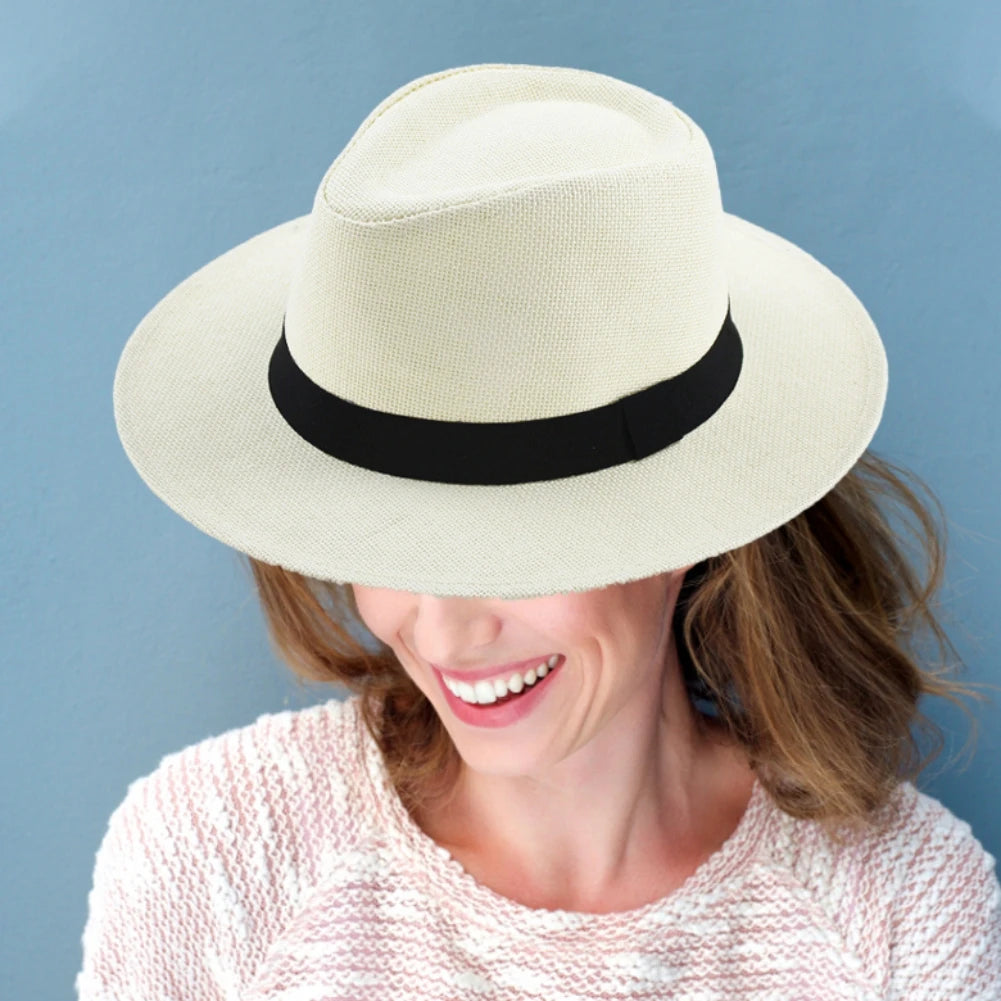 Summer Breathable Sunscreen Straw Hat for Men and Women  Fashionable Sun Protection and UV Protection Hat Panama Hat