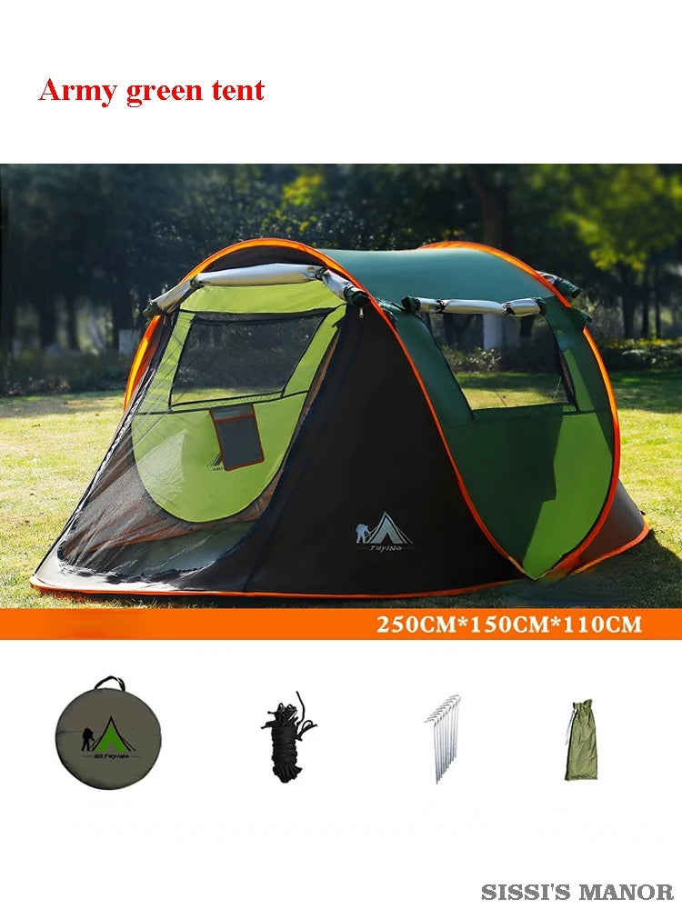 2-4Persons Pop Up Throw Tent Automatic Waterproof Large Space Family Outdoor Camping Portable Tourist Self-driving BBQ Equipment