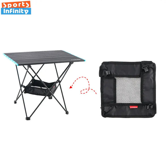 Camping Table Hanging Net Basket M L XL Folding Table Storage Rack Portable Mesh Bag Hook Holder for Outdoors Cookware Organizer