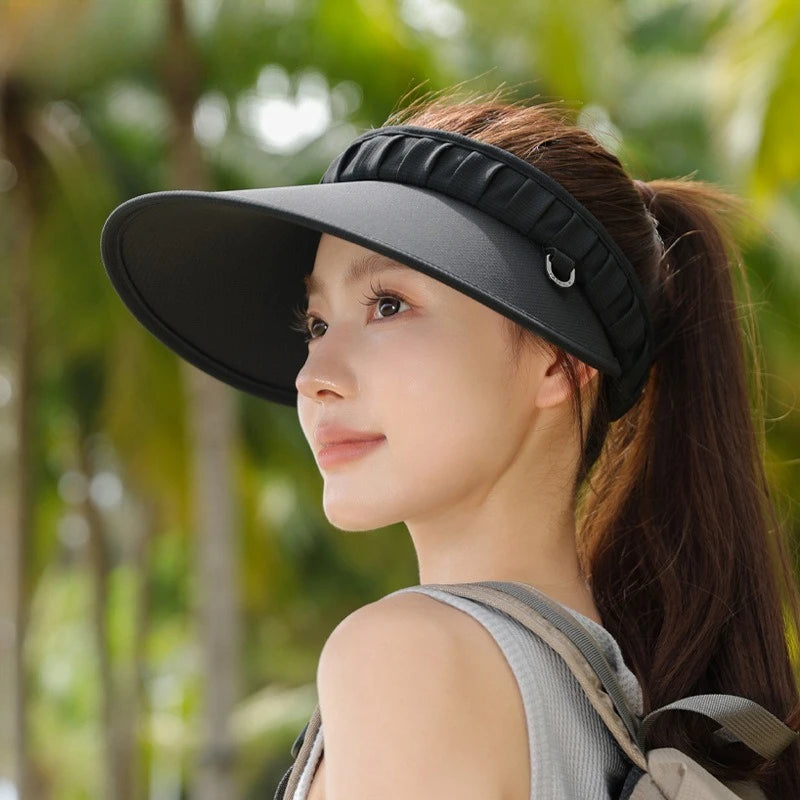 UV Protection Women's Wide Brim Sun Visor Cap 2025 New, Full Face Coverage Summer Open Top Hat for Outdoor
