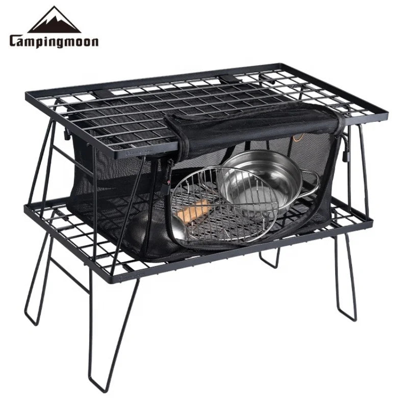 CAMPINGMOON T-2303 IGT Outdoor Camping Portable Tableware Storage Box Folding Picnic Table Storage Fiber Cotton Folding Net Box