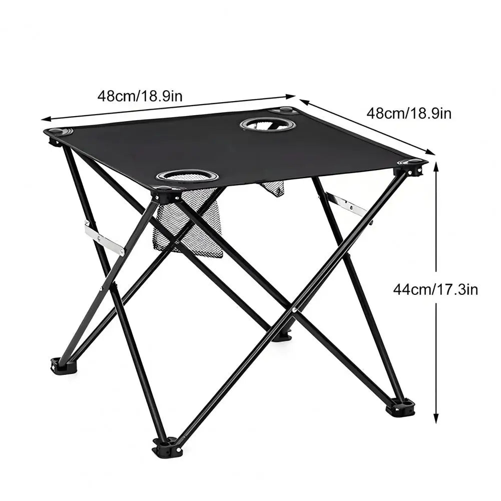 Folding Camping Cloth Table with 2 Cup Holders Carrying Bag Waterproof Oxford Fabric Outdoor Picnic Hiking Collapsible Table